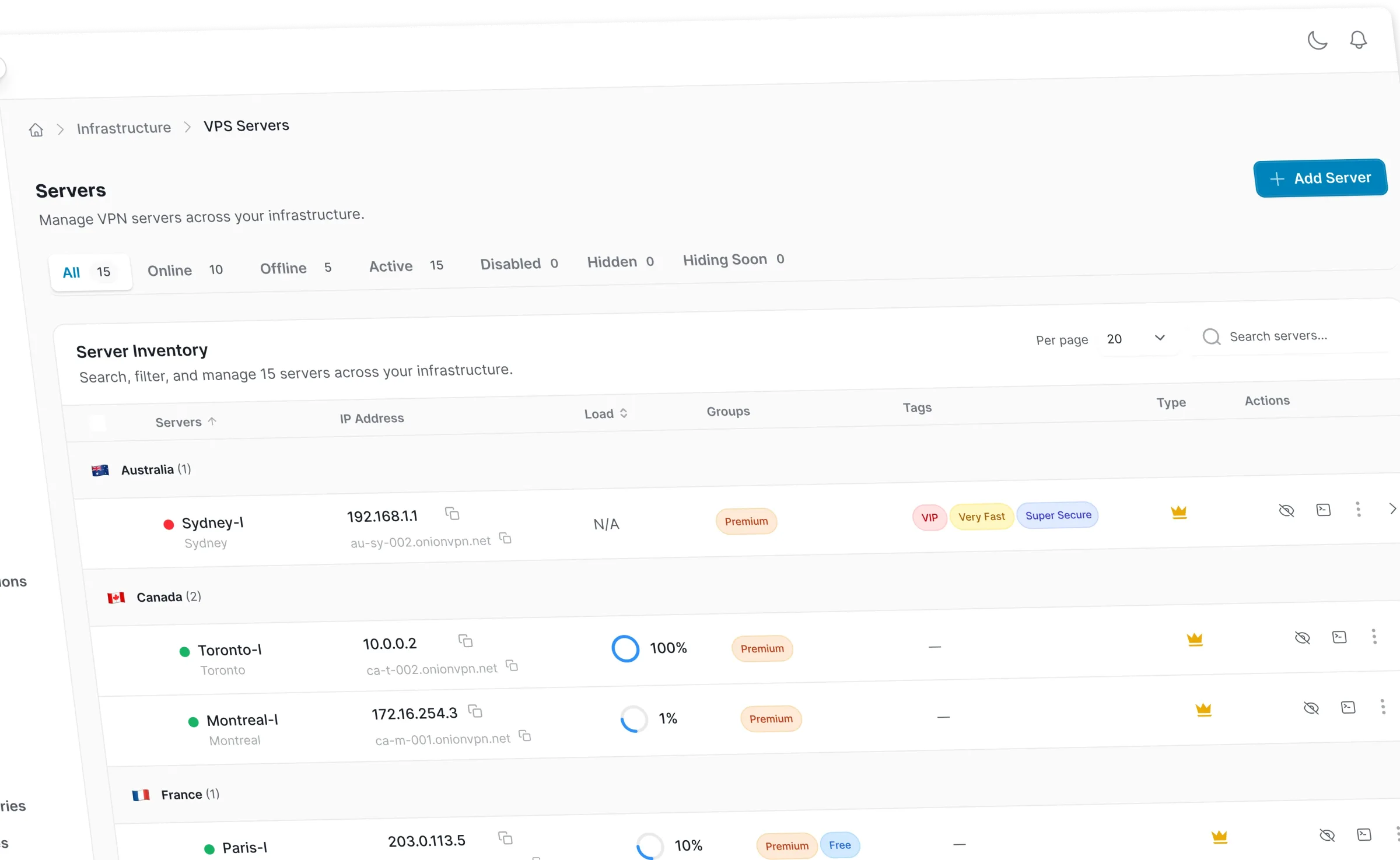 Server fleet management